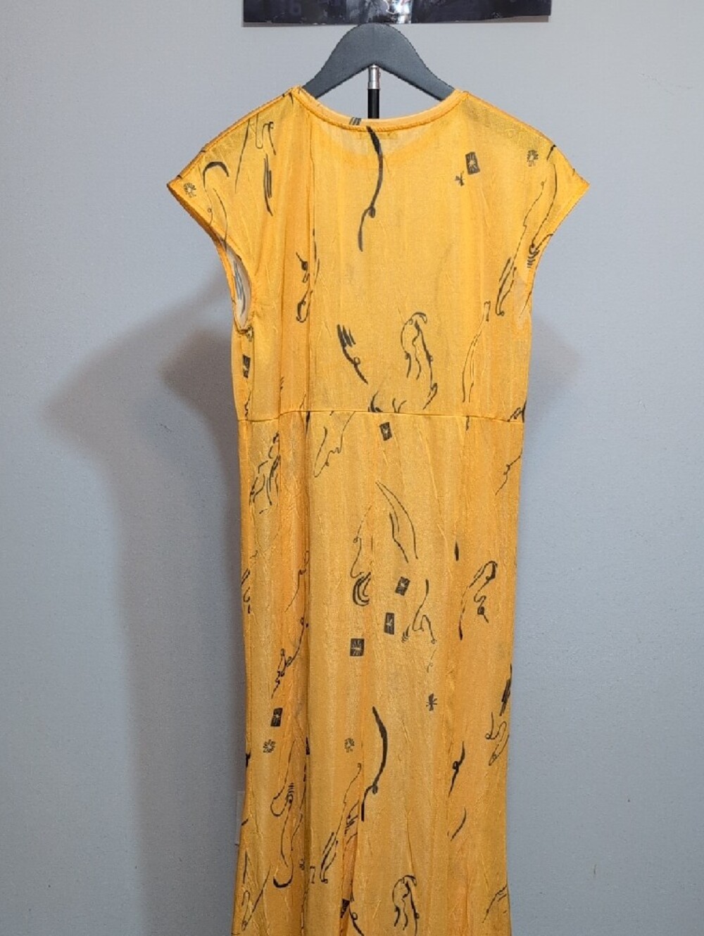 Zara Yellow Printed Cap-Sleeve Maxi Dress - Picture 8 of 11